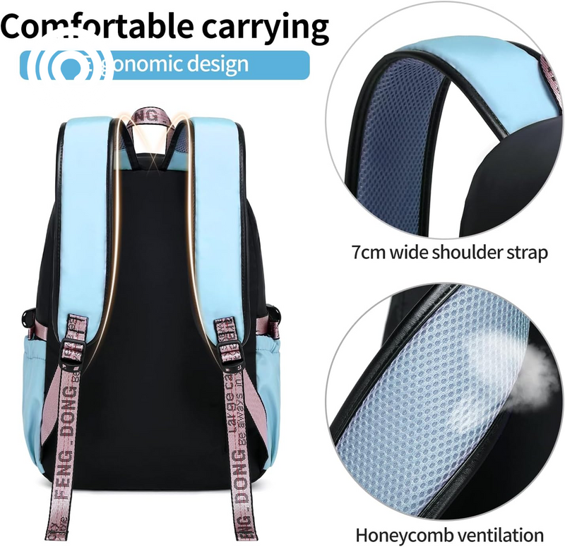Teenage Girls Bookbag School Backpack Children Casual Daypack Schoolbag for Teens Blue