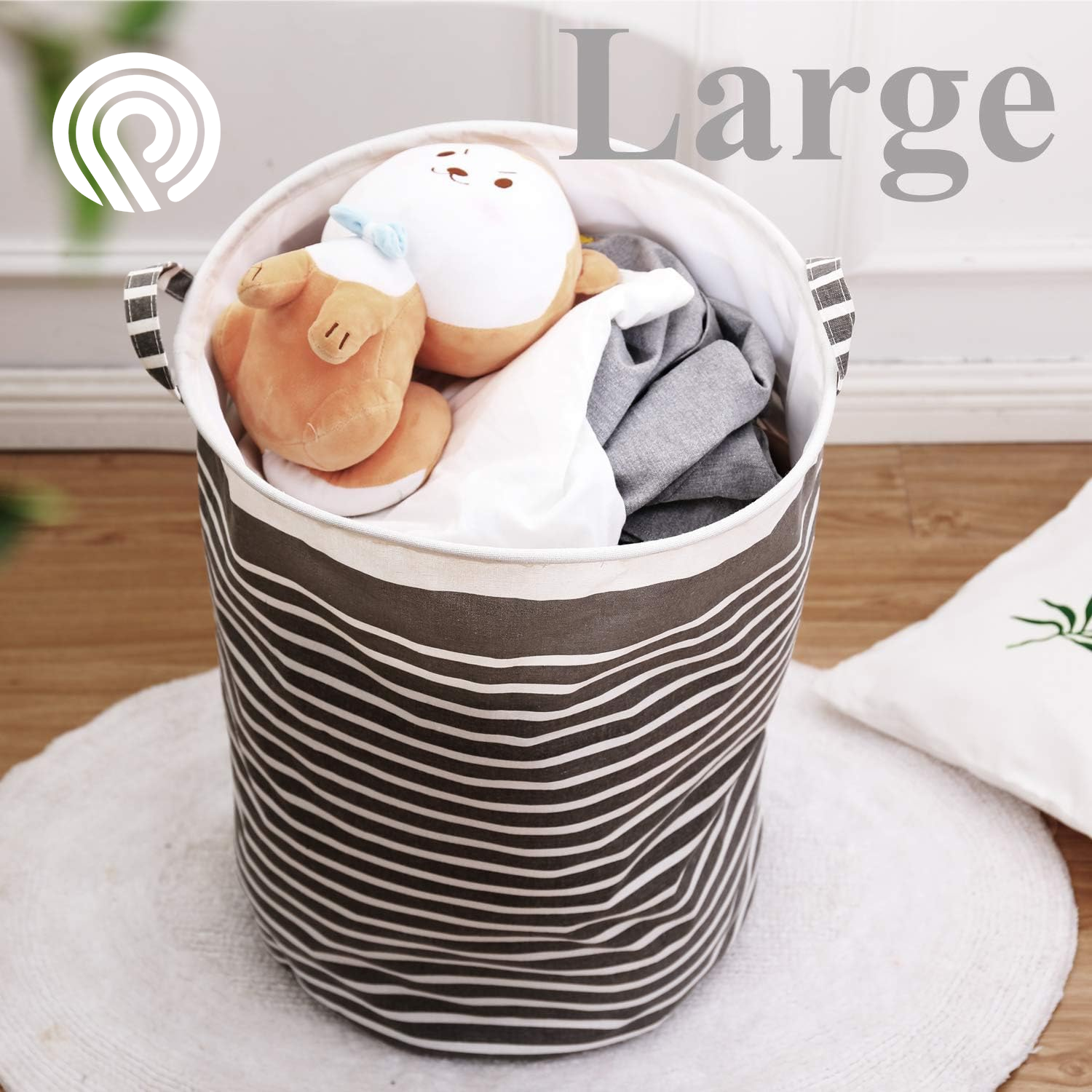 Waterproof Fabric Laundry Hamper Collapsible, 22 Inch Tall Grey Thickened Canvas Dirty Clothes Hampers for Bedroom, Kids Room Storage