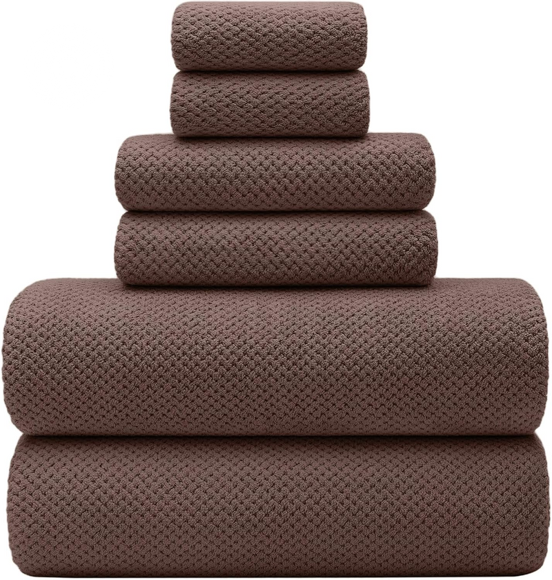YTYC 29X59 Inch Bath Towels Set of 6 Large, Super Soft Absorbent Lint Free Microfiber Towels for Bathroom 80% Polyester (Beige,6 Piece)