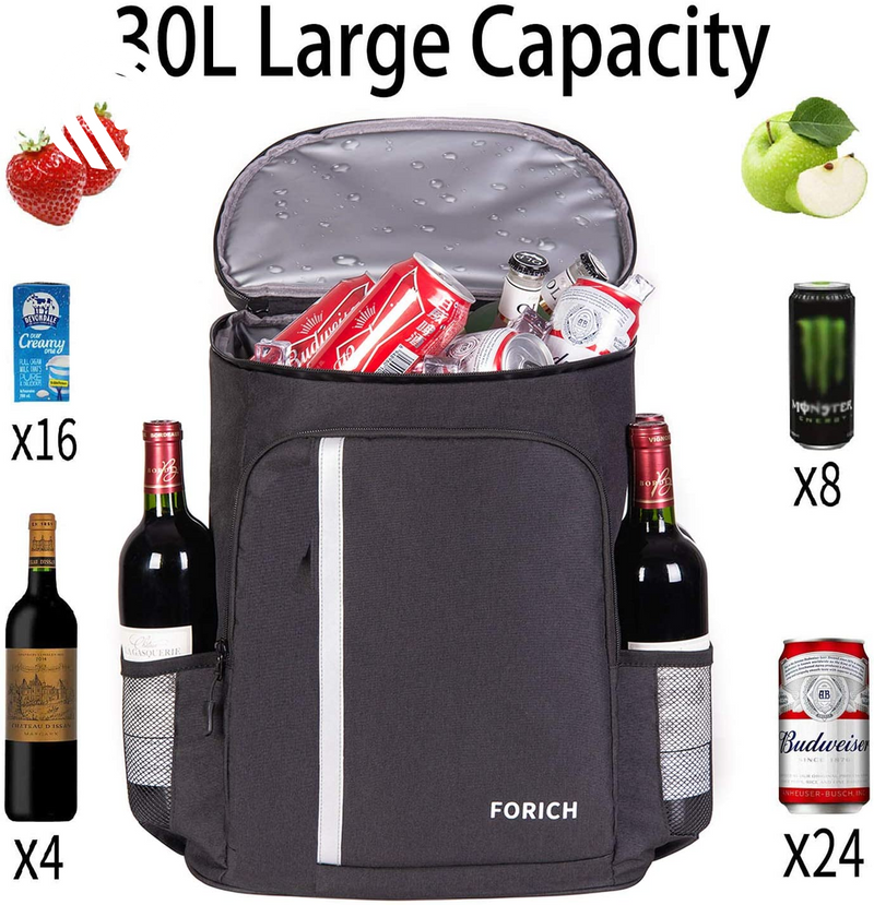 FORICH Backpack Cooler Leakproof Insulated Waterproof Backpack Cooler Bag, Lightweight Soft Beach Cooler Backpack for Men Women to Work Lunch Picnics Camping Hiking, 30 Cans
