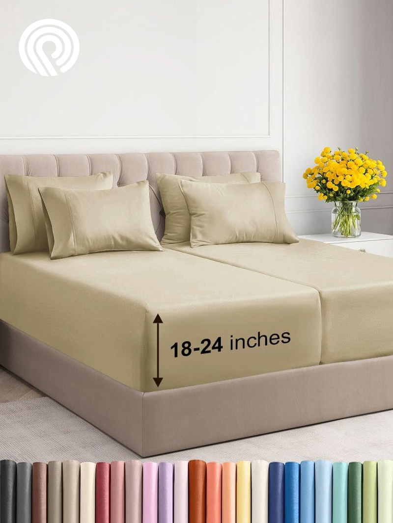 Extra Deep Twin Sheet Set - 4 Piece Breathable & Cooling Sheets - Hotel Luxury Bedding Set with 18-24 Inch Extra Deep Pockets - Easy Fit - Super Soft, Wrinkle Free and Comfy - Light Blue, Twin Size