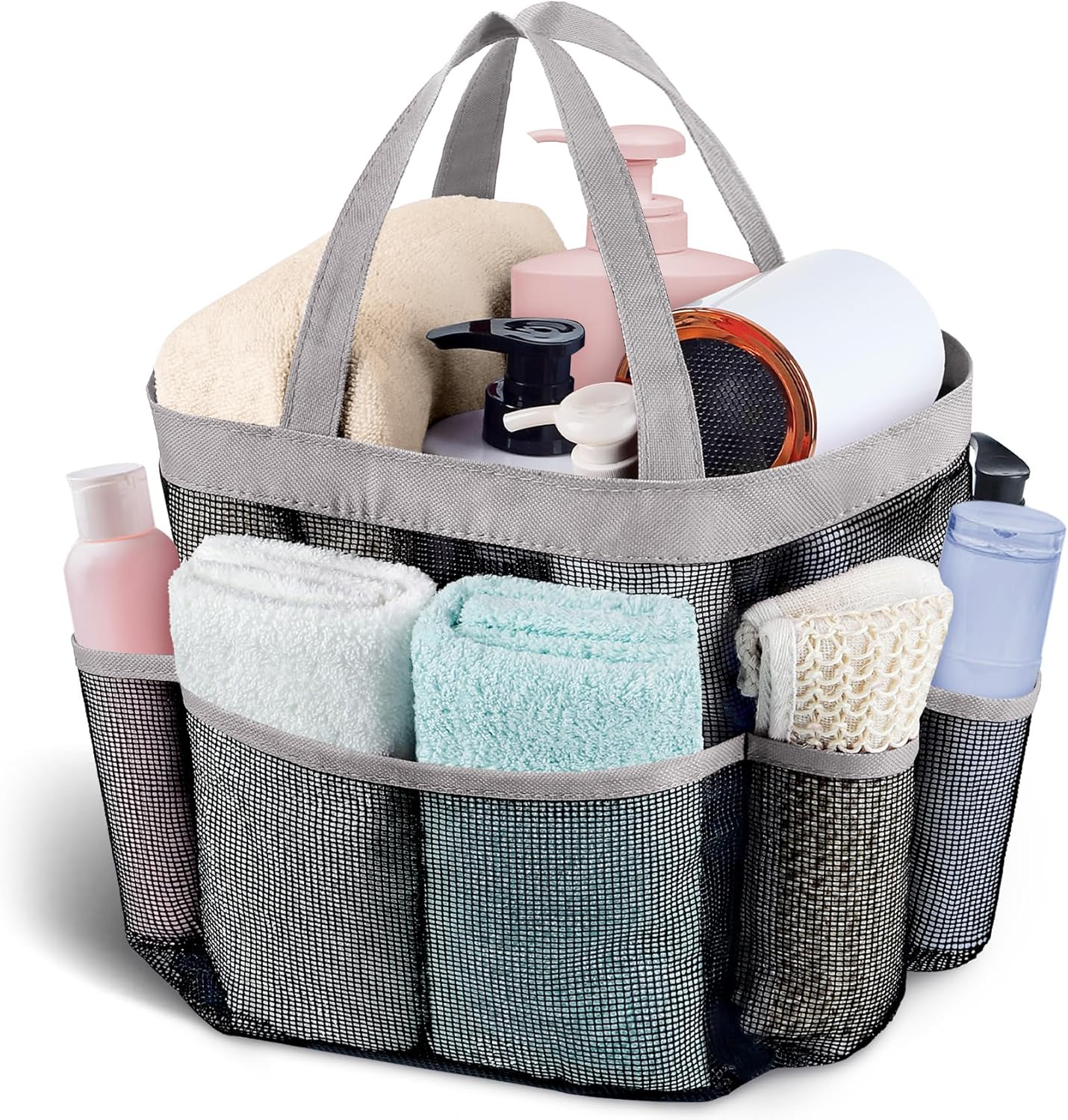 Attmu Mesh Shower Caddy Portable, Quick Dry Hanging Shower Tote Bag for College Dorm Room Essentials, Large Capacity Shower Caddy Dorm for Bathroom Gym Swimming