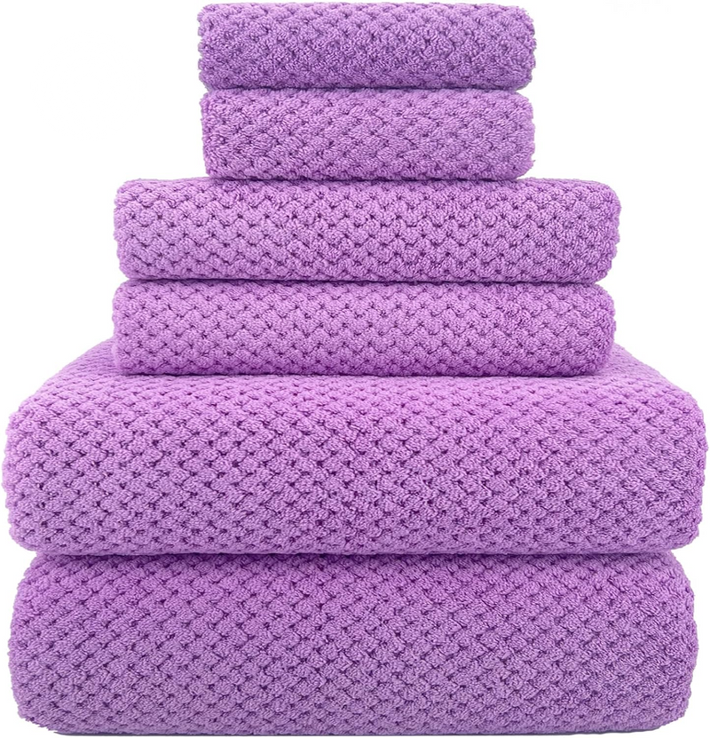 YTYC 29X59 Inch Bath Towels Set of 6 Large, Super Soft Absorbent Lint Free Microfiber Towels for Bathroom 80% Polyester (Beige,6 Piece)
