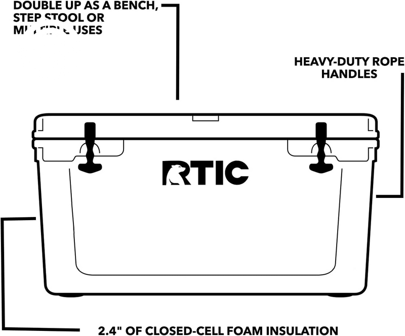 RTIC 65 QT Ultra-Tough Cooler Hard Insulated Portable Ice Chest Box for Beach, Drink, Beverage, Camping, Picnic, Fishing, Boat, Barbecue