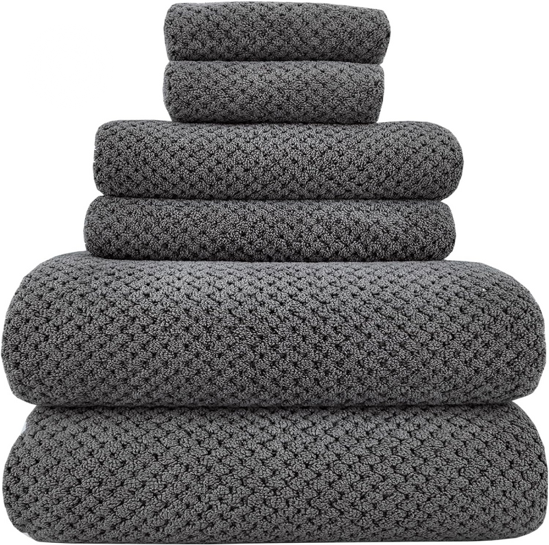 YTYC 29X59 Inch Bath Towels Set of 6 Large, Super Soft Absorbent Lint Free Microfiber Towels for Bathroom 80% Polyester (Beige,6 Piece)