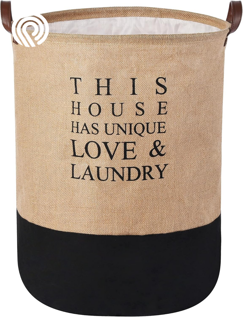 Waterproof Fabric Laundry Hamper Collapsible, 22 Inch Tall Grey Thickened Canvas Dirty Clothes Hampers for Bedroom, Kids Room Storage