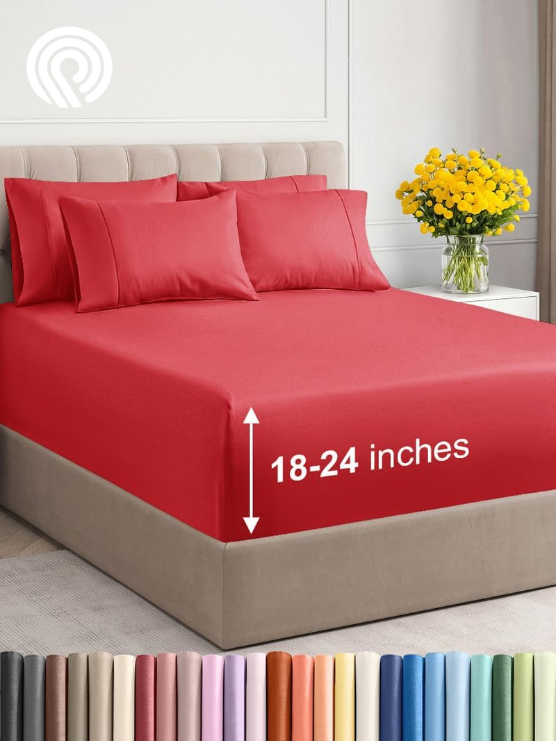 Extra Deep Twin Sheet Set - 4 Piece Breathable & Cooling Sheets - Hotel Luxury Bedding Set with 18-24 Inch Extra Deep Pockets - Easy Fit - Super Soft, Wrinkle Free and Comfy - Light Blue, Twin Size