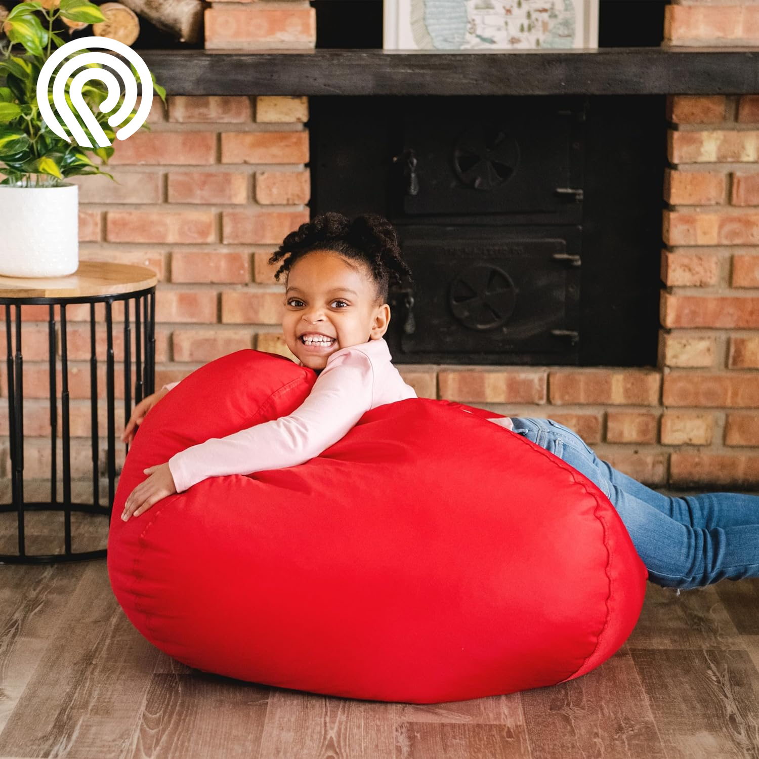 Big Joe Classic Bean Bag Chair, Red Smartmax, Durable Polyester Nylon Blend, 2 Feet Round