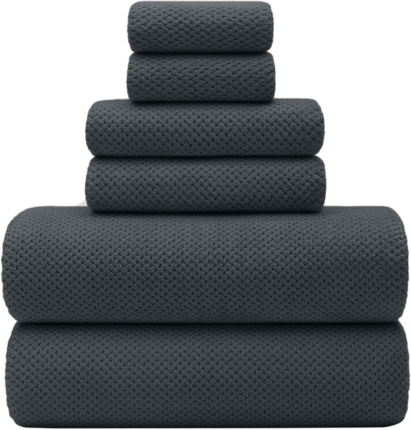 YTYC 29X59 Inch Bath Towels Set of 6 Large, Super Soft Absorbent Lint Free Microfiber Towels for Bathroom 80% Polyester (Beige,6 Piece)