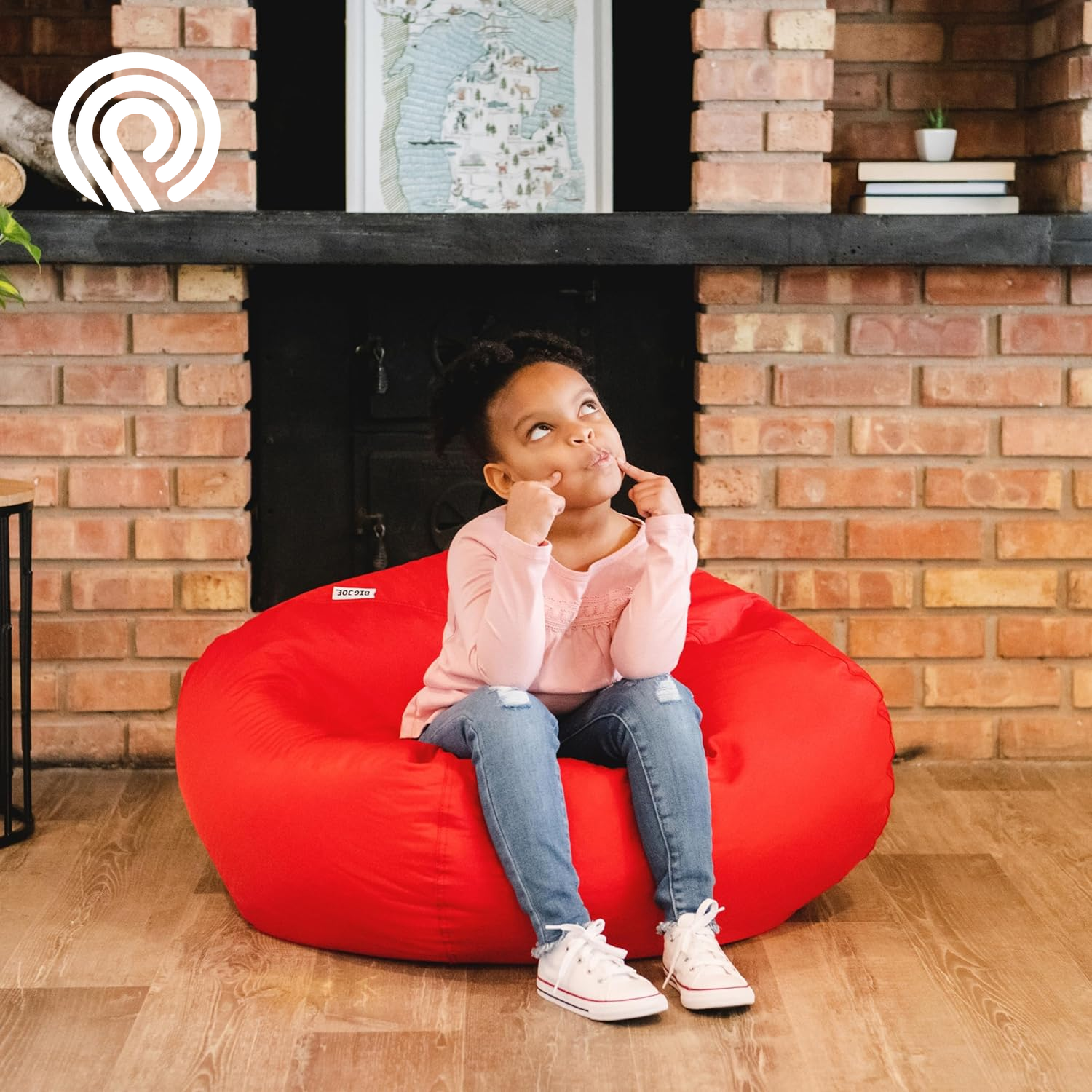 Big Joe Classic Bean Bag Chair, Red Smartmax, Durable Polyester Nylon Blend, 2 Feet Round