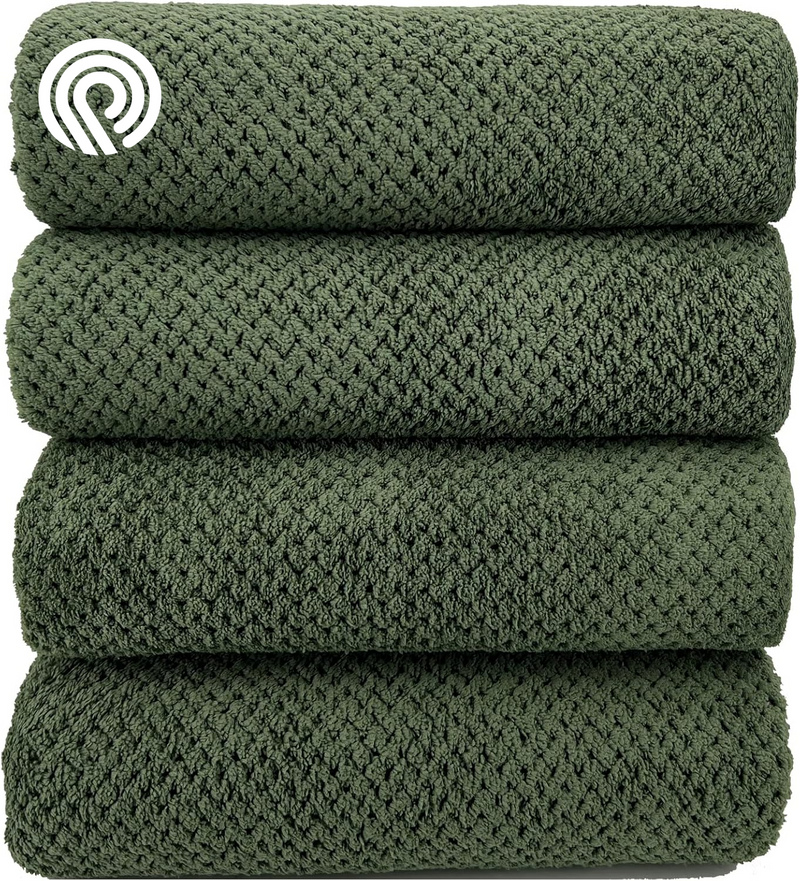 YTYC 29X59 Inch Bath Towels Set of 6 Large, Super Soft Absorbent Lint Free Microfiber Towels for Bathroom 80% Polyester (Beige,6 Piece)