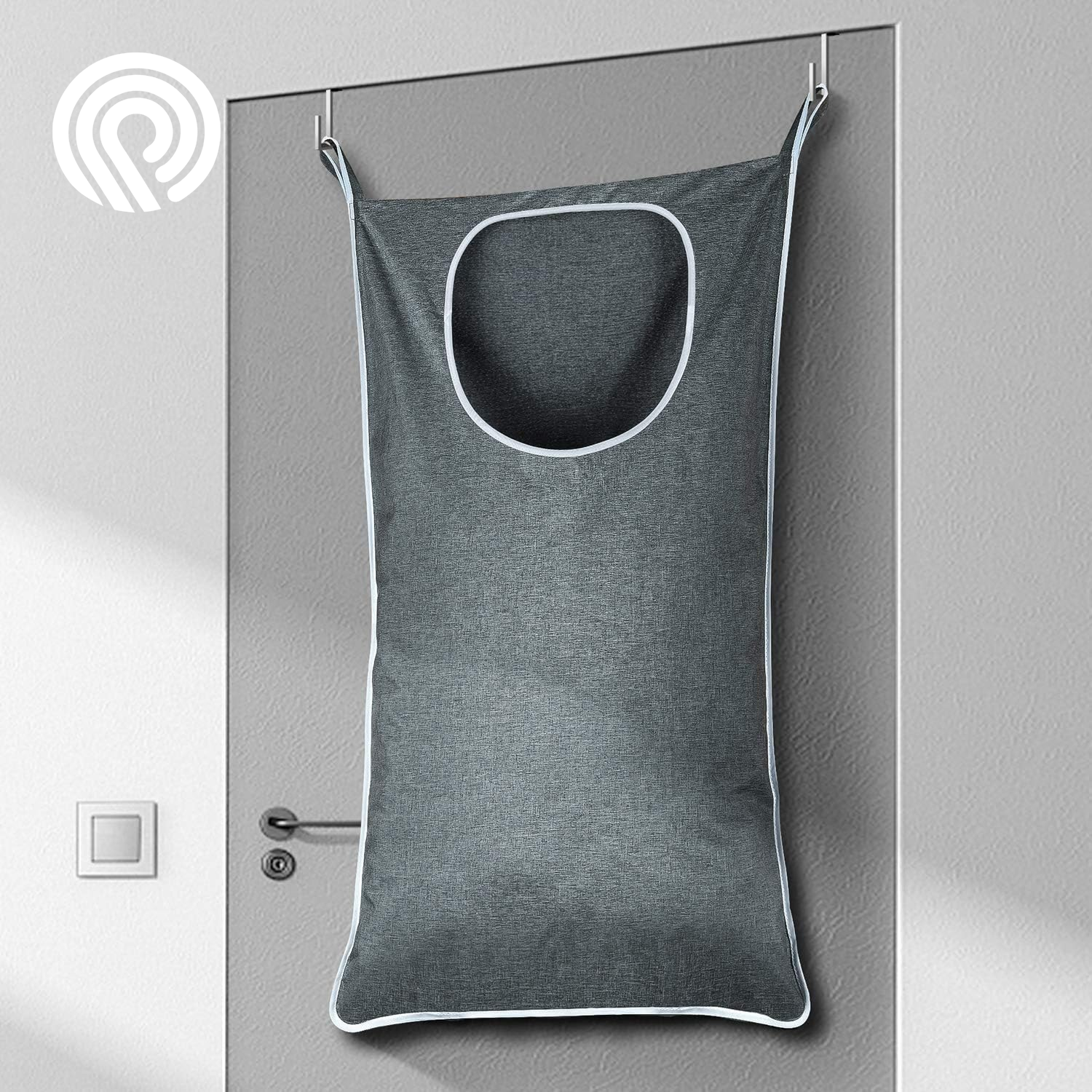 Hanging Laundry Hamper, over the Door Laundry Hamper and Hanging Laundry Bag, Extra Large Space Saving Hanging Hamper with 2 Types Hooks (35X 22Inch, Heather Grey)