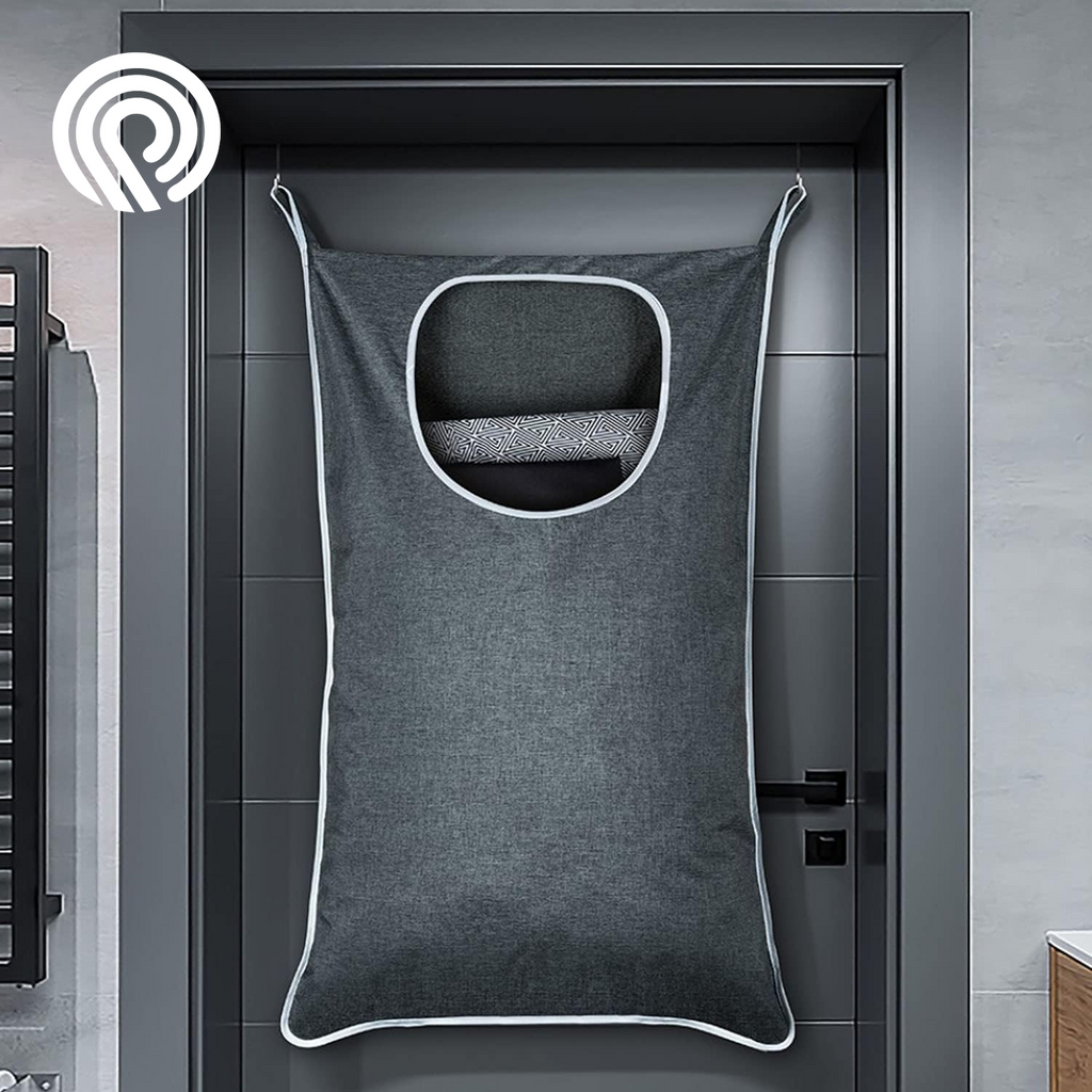 Hanging Laundry Hamper, over the Door Laundry Hamper and Hanging Laundry Bag, Extra Large Space Saving Hanging Hamper with 2 Types Hooks (35X 22Inch, Heather Grey)