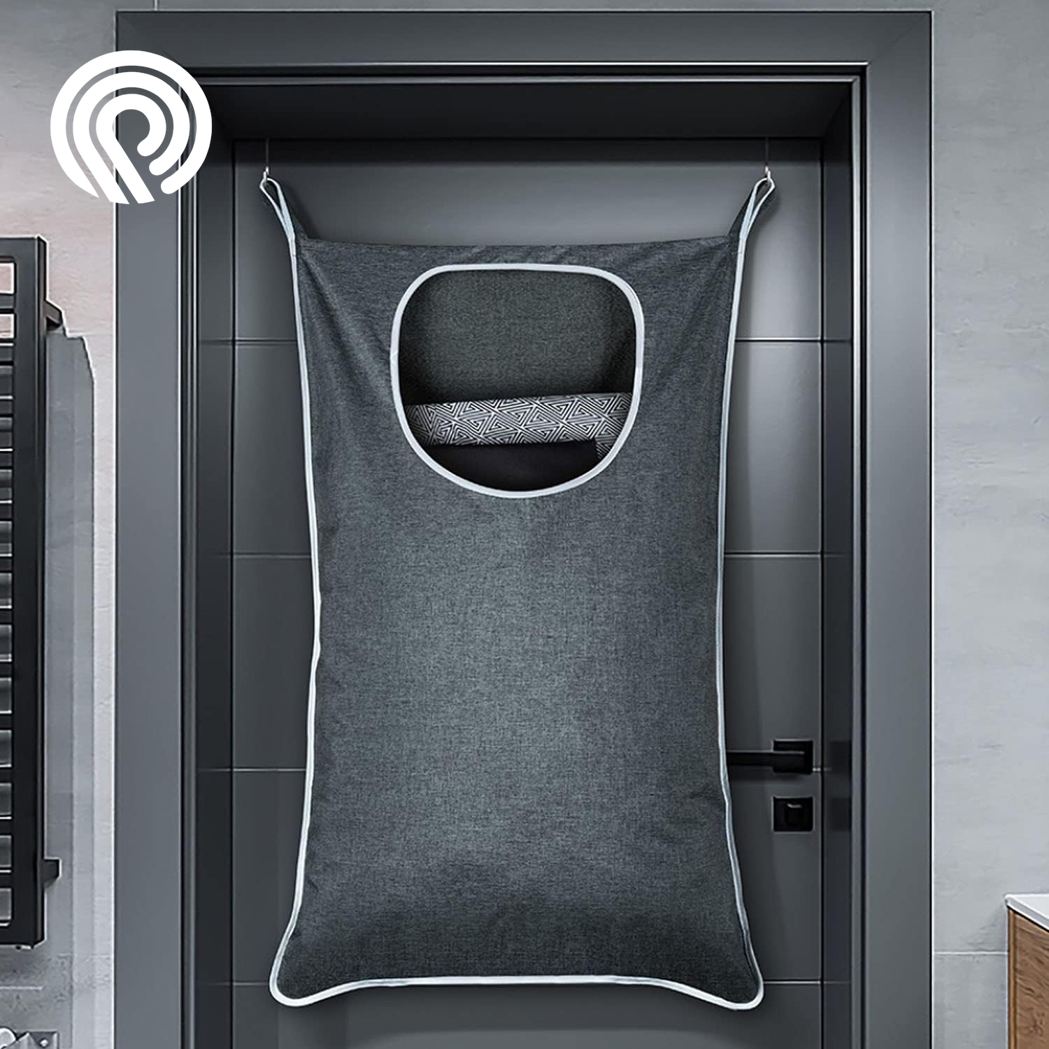 Hanging Laundry Hamper, over the Door Laundry Hamper and Hanging Laundry Bag, Extra Large Space Saving Hanging Hamper with 2 Types Hooks (35X 22Inch, Heather Grey)