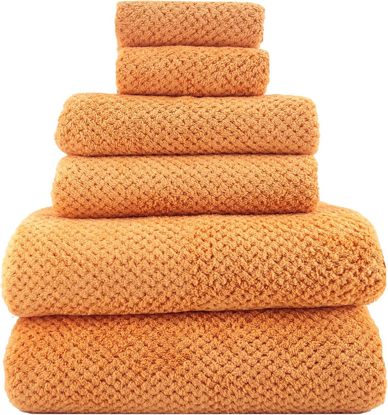 YTYC 29X59 Inch Bath Towels Set of 6 Large, Super Soft Absorbent Lint Free Microfiber Towels for Bathroom 80% Polyester (Beige,6 Piece)