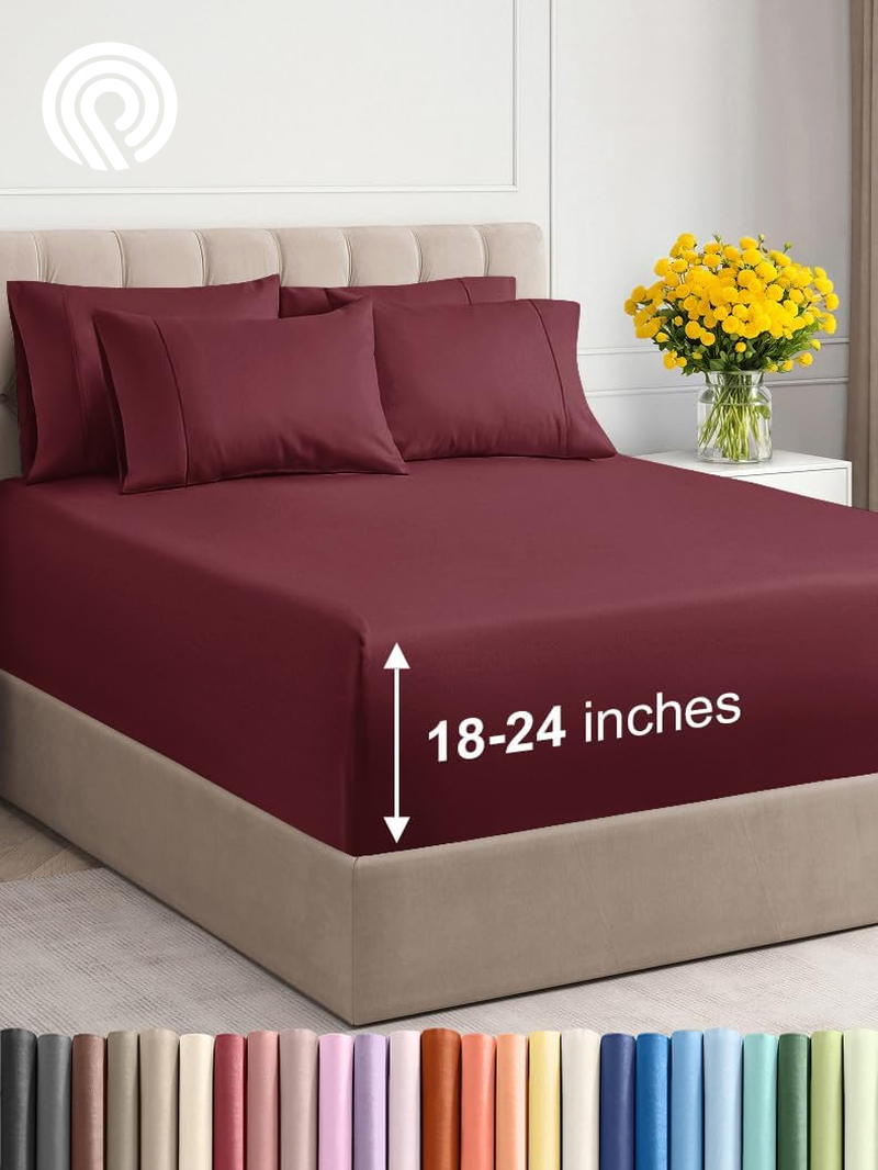 Extra Deep Twin Sheet Set - 4 Piece Breathable & Cooling Sheets - Hotel Luxury Bedding Set with 18-24 Inch Extra Deep Pockets - Easy Fit - Super Soft, Wrinkle Free and Comfy - Light Blue, Twin Size