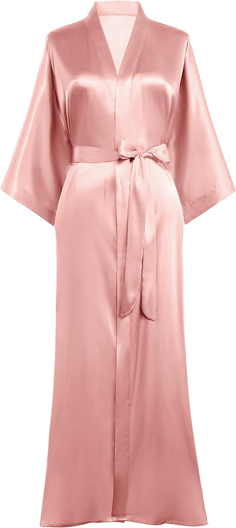 PRODESIGN Satin Kimono Robe Women Long Silky Kimono Bathrobe Sleepwear Wedding Bridesmaid Robe