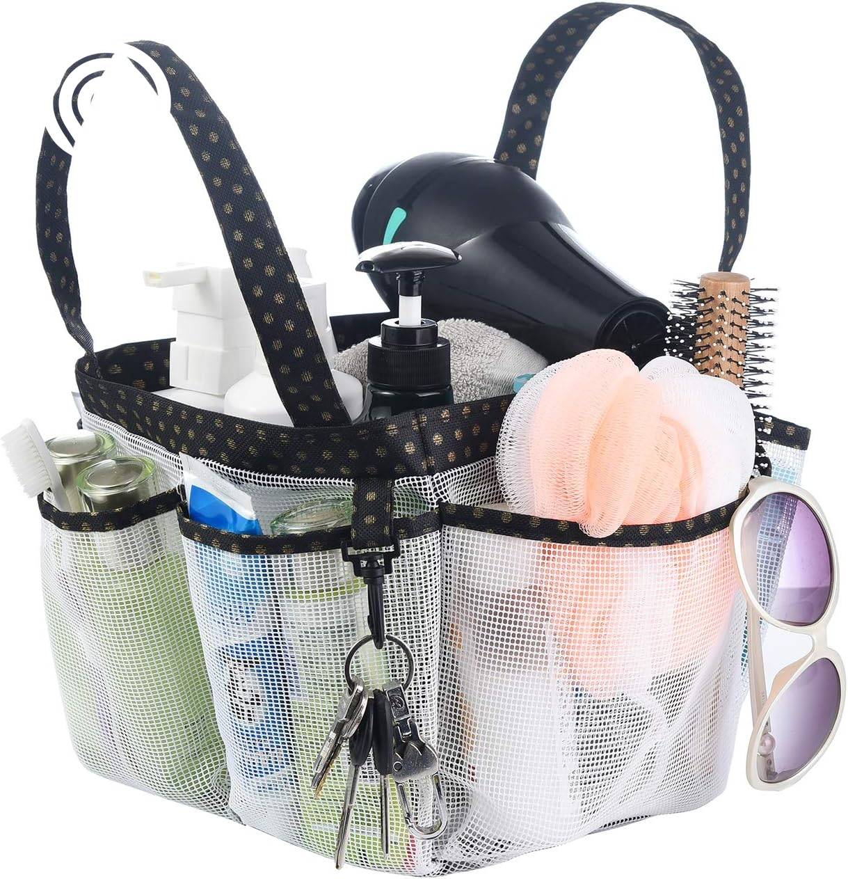 Haundry Mesh Shower Caddy Bag, Portable Shower Caddy Tote Organizer with 8 Pockets for College Dorm Room Essentials, Beach, Swimming, Gym