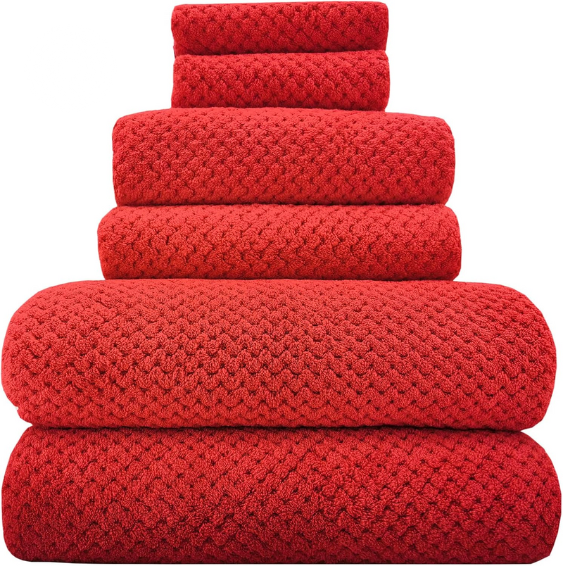 YTYC 29X59 Inch Bath Towels Set of 6 Large, Super Soft Absorbent Lint Free Microfiber Towels for Bathroom 80% Polyester (Beige,6 Piece)