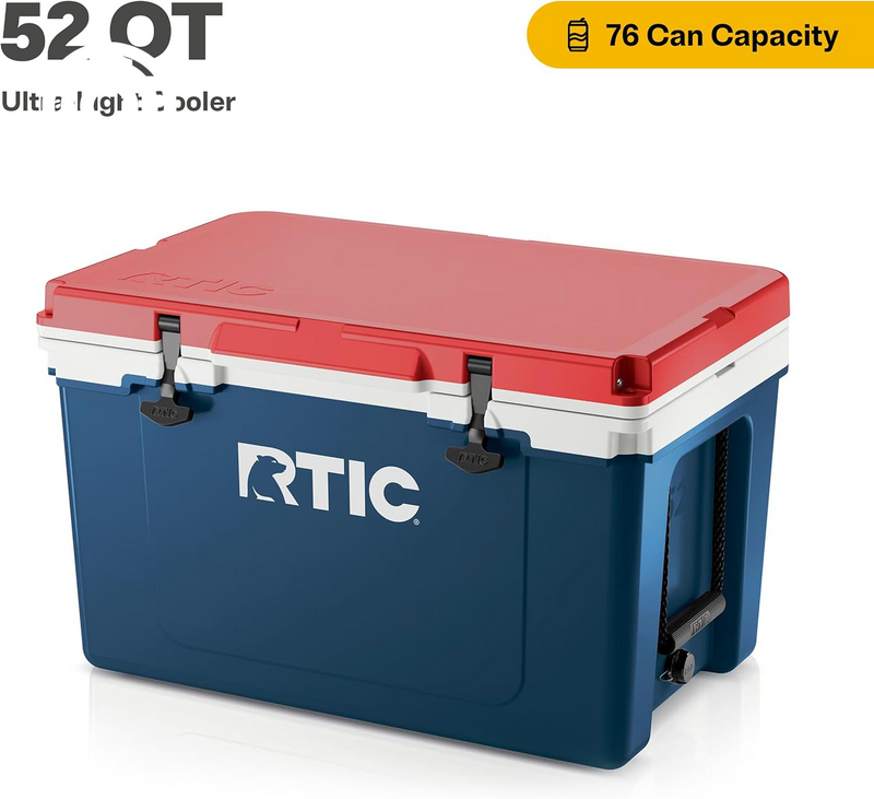 RTIC Ultra-Light 52 Quart Hard Cooler Insulated Portable Ice Chest Box for Beach, Drink, Beverage, Camping, Picnic, Fishing, Boat, Barbecue, 30% Lighter than Rotomolded Coolers