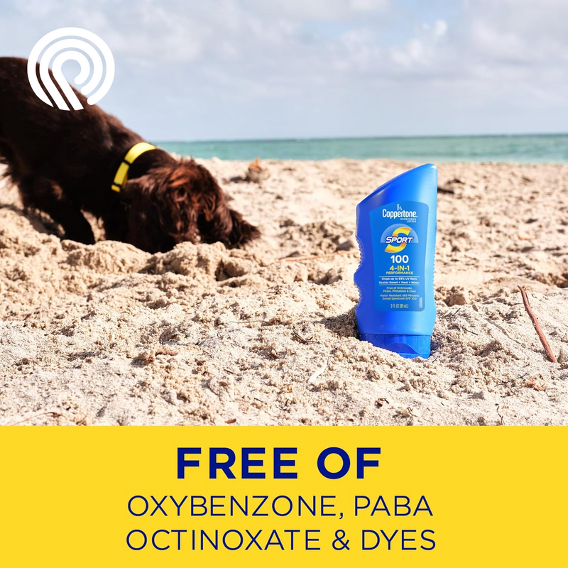 Coppertone SPORT Sunscreen SPF 100 Lotion, Water Resistant Sunscreen, Body Travel Size 3 Fl Oz