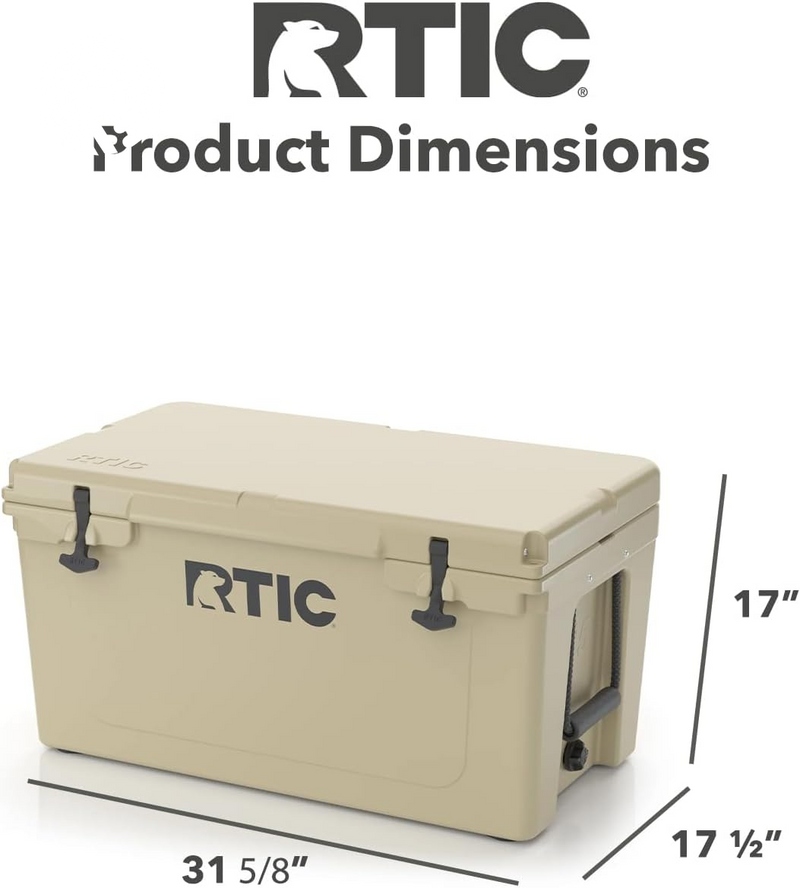RTIC 65 QT Ultra-Tough Cooler Hard Insulated Portable Ice Chest Box for Beach, Drink, Beverage, Camping, Picnic, Fishing, Boat, Barbecue