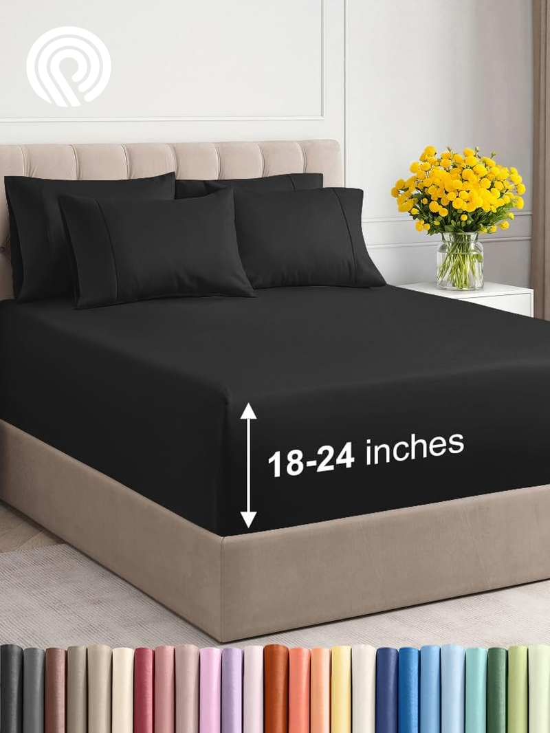 Extra Deep Twin Sheet Set - 4 Piece Breathable & Cooling Sheets - Hotel Luxury Bedding Set with 18-24 Inch Extra Deep Pockets - Easy Fit - Super Soft, Wrinkle Free and Comfy - Light Blue, Twin Size