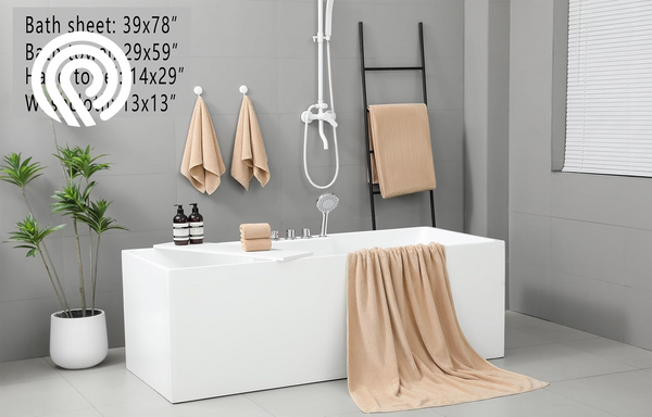 YTYC 29X59 Inch Bath Towels Set of 6 Large, Super Soft Absorbent Lint Free Microfiber Towels for Bathroom 80% Polyester (Beige,6 Piece)