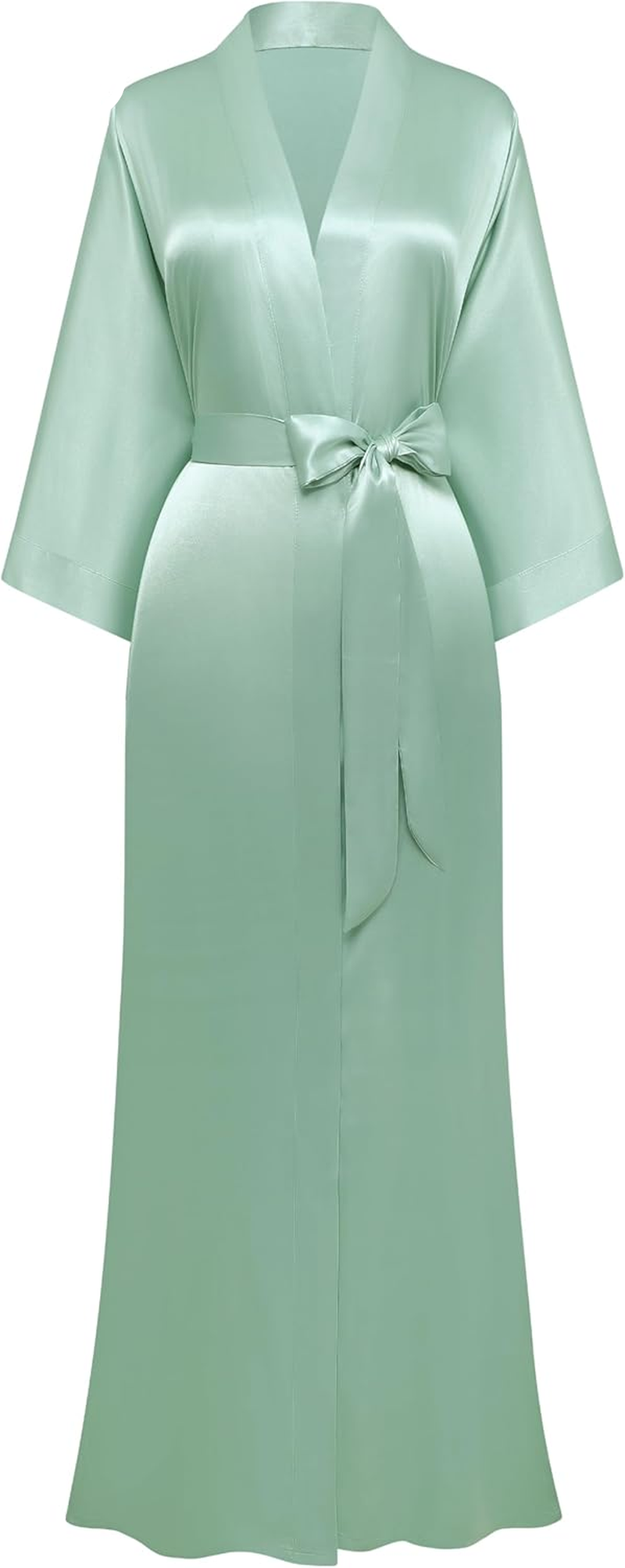 PRODESIGN Satin Kimono Robe Women Long Silky Kimono Bathrobe Sleepwear Wedding Bridesmaid Robe