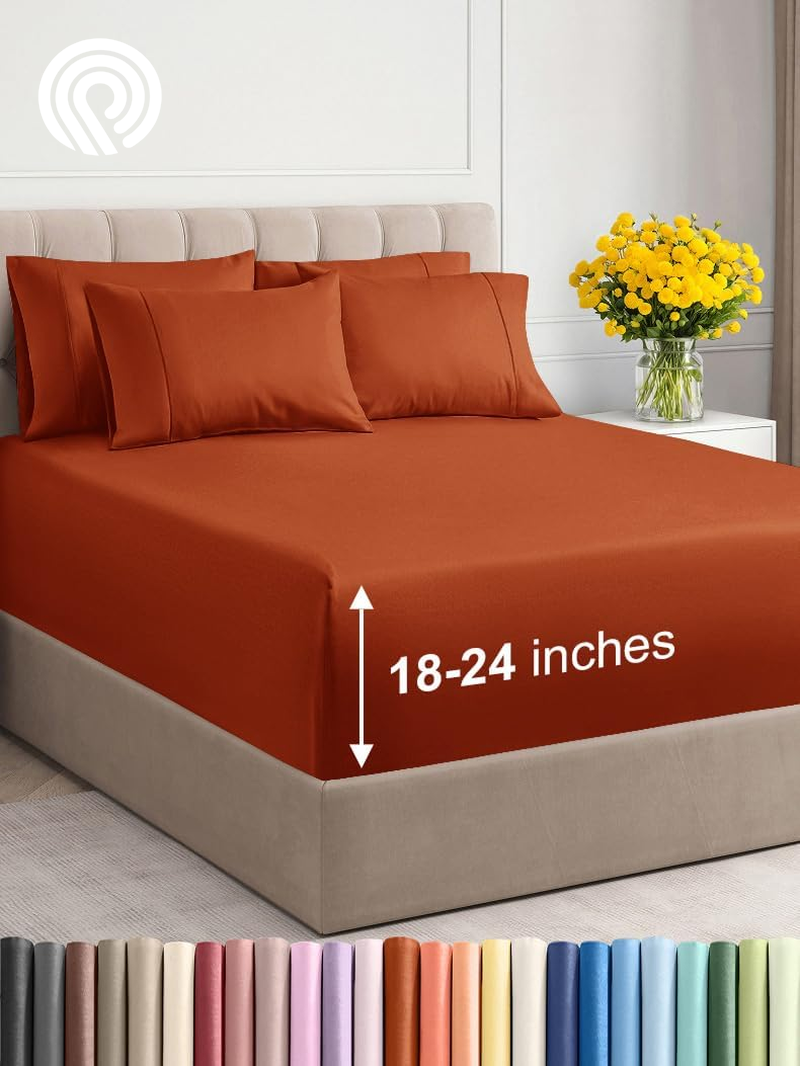 Extra Deep Twin Sheet Set - 4 Piece Breathable & Cooling Sheets - Hotel Luxury Bedding Set with 18-24 Inch Extra Deep Pockets - Easy Fit - Super Soft, Wrinkle Free and Comfy - Light Blue, Twin Size