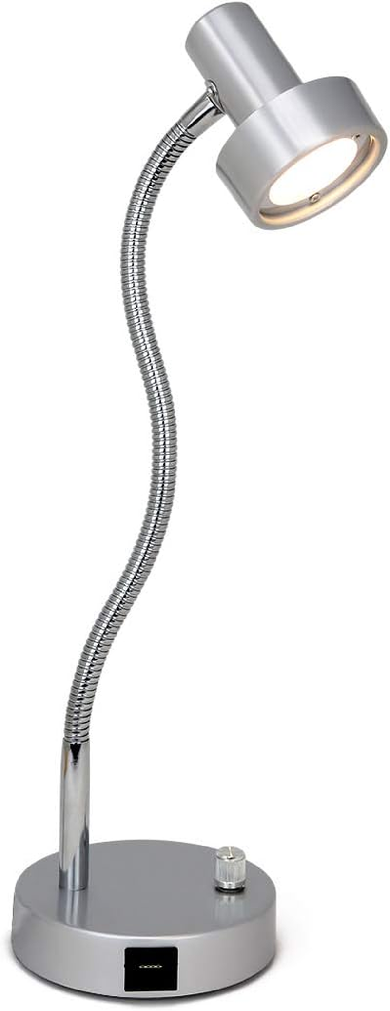 O’Bright Dimmable LED Desk Lamp with USB Charging Port (5V/2A), Full Range Dimming LED, Table Lamp with USB Charger, Flexible Gooseneck, Office Desk Lamp/Bedside Lamp, Vintage Design (Aluminum)