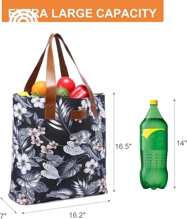 Sucipi Jumbo Insulated Cooler Bag with Thermal Foam Insulation, 20 Liters Capacity, Black Lily, Polyester