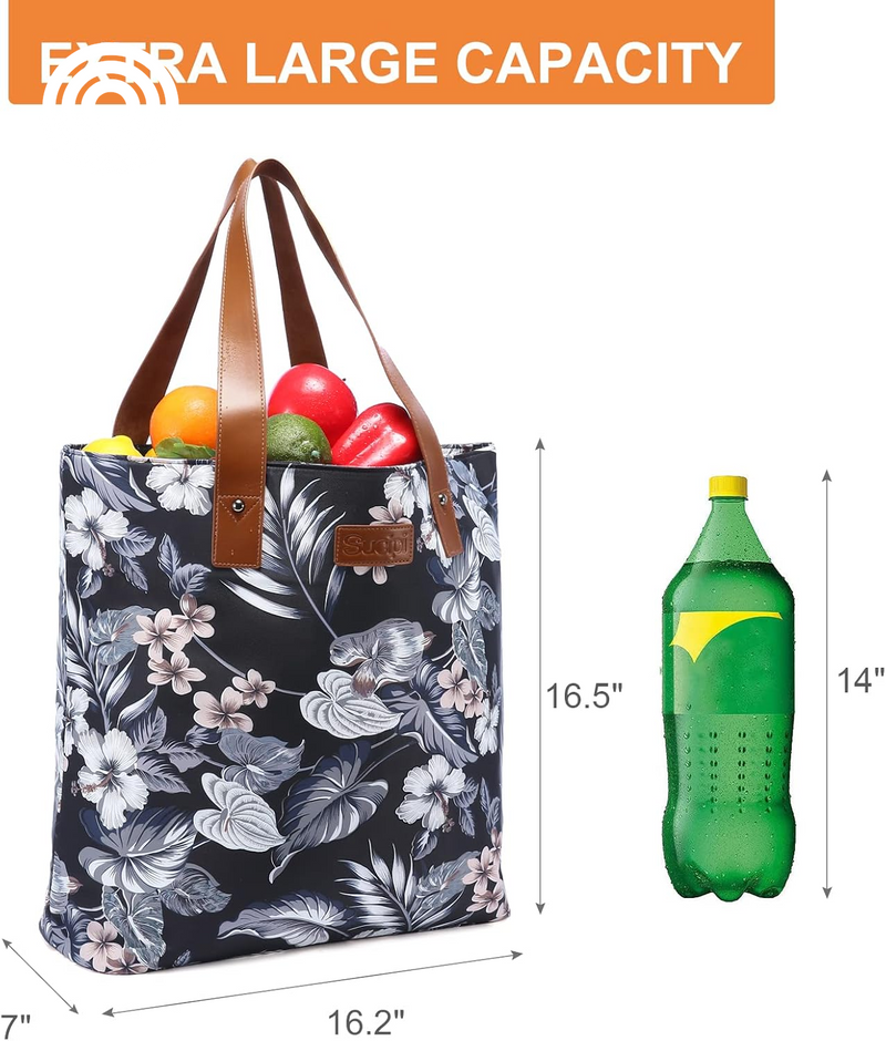 Sucipi Jumbo Insulated Cooler Bag with Thermal Foam Insulation, 20 Liters Capacity, Black Lily, Polyester