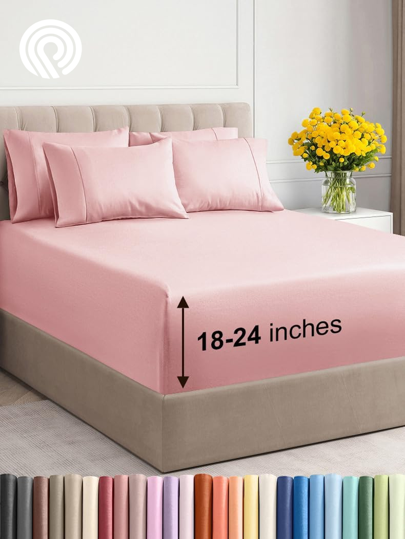 Extra Deep Twin Sheet Set - 4 Piece Breathable & Cooling Sheets - Hotel Luxury Bedding Set with 18-24 Inch Extra Deep Pockets - Easy Fit - Super Soft, Wrinkle Free and Comfy - Light Blue, Twin Size