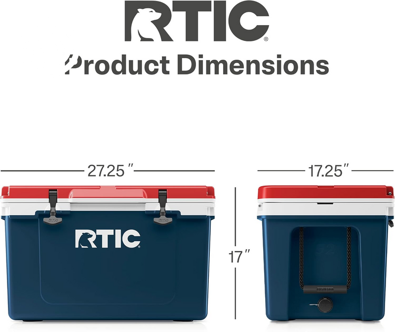 RTIC Ultra-Light 52 Quart Hard Cooler Insulated Portable Ice Chest Box for Beach, Drink, Beverage, Camping, Picnic, Fishing, Boat, Barbecue, 30% Lighter than Rotomolded Coolers
