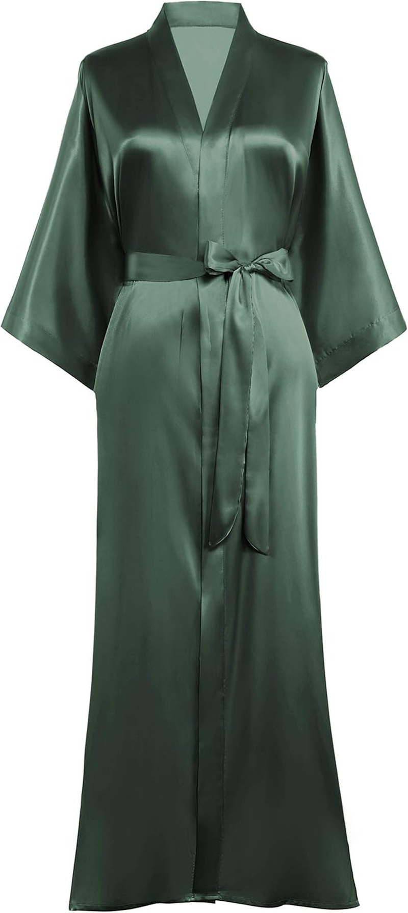 PRODESIGN Satin Kimono Robe Women Long Silky Kimono Bathrobe Sleepwear Wedding Bridesmaid Robe