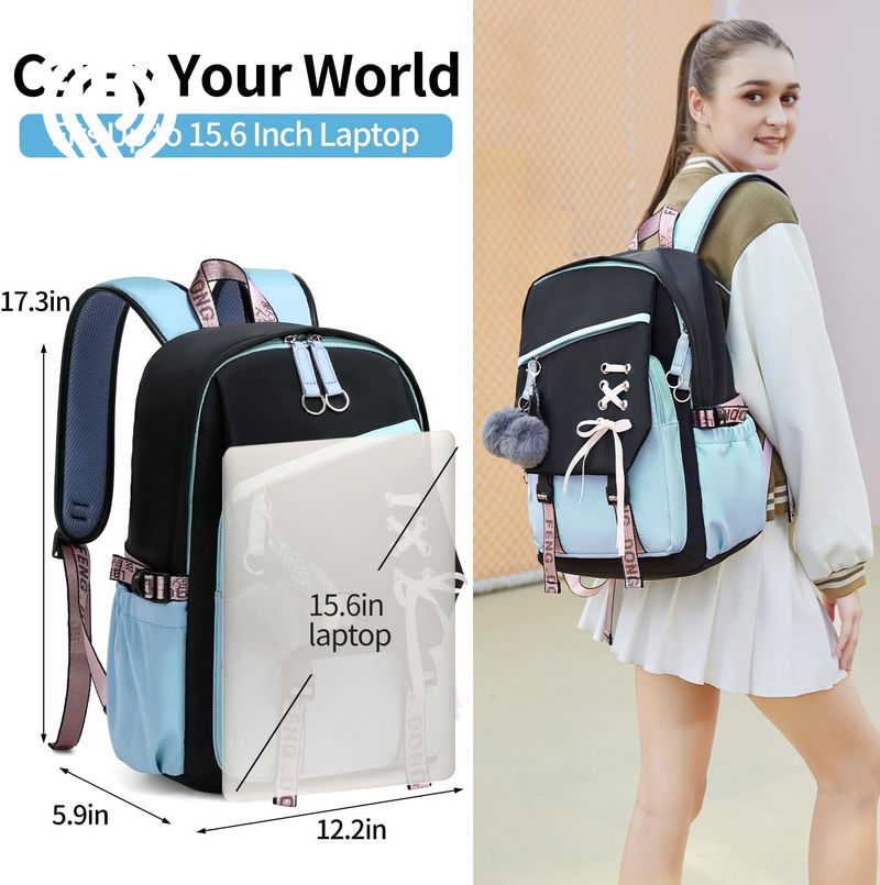 Teenage Girls Bookbag School Backpack Children Casual Daypack Schoolbag for Teens Blue