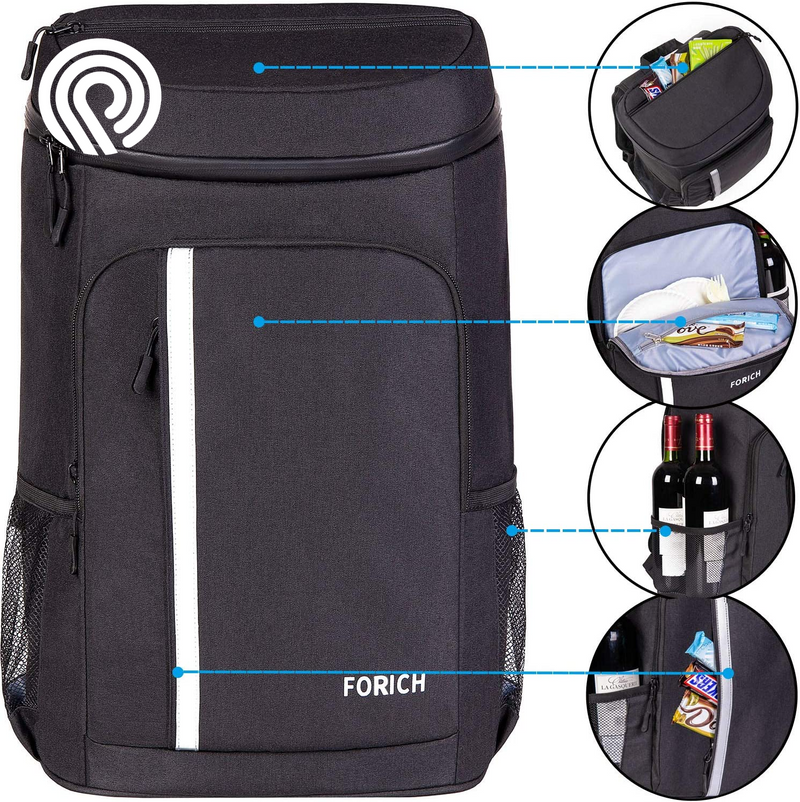 FORICH Backpack Cooler Leakproof Insulated Waterproof Backpack Cooler Bag, Lightweight Soft Beach Cooler Backpack for Men Women to Work Lunch Picnics Camping Hiking, 30 Cans
