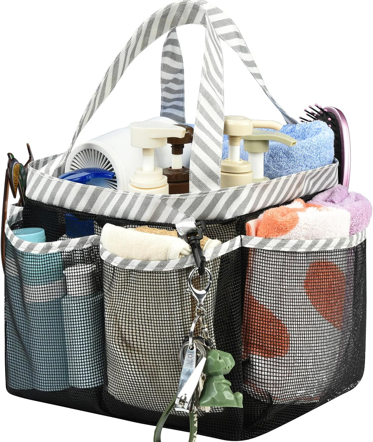Haundry Mesh Shower Caddy Bag, Portable Shower Caddy Tote Organizer with 8 Pockets for College Dorm Room Essentials, Beach, Swimming, Gym