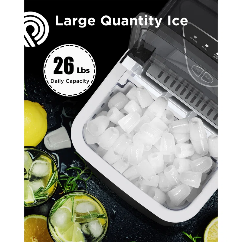 26 Lb.Daily Production Bullet Ice Countertop Ice Maker, Self-Cleaning Ice Makers