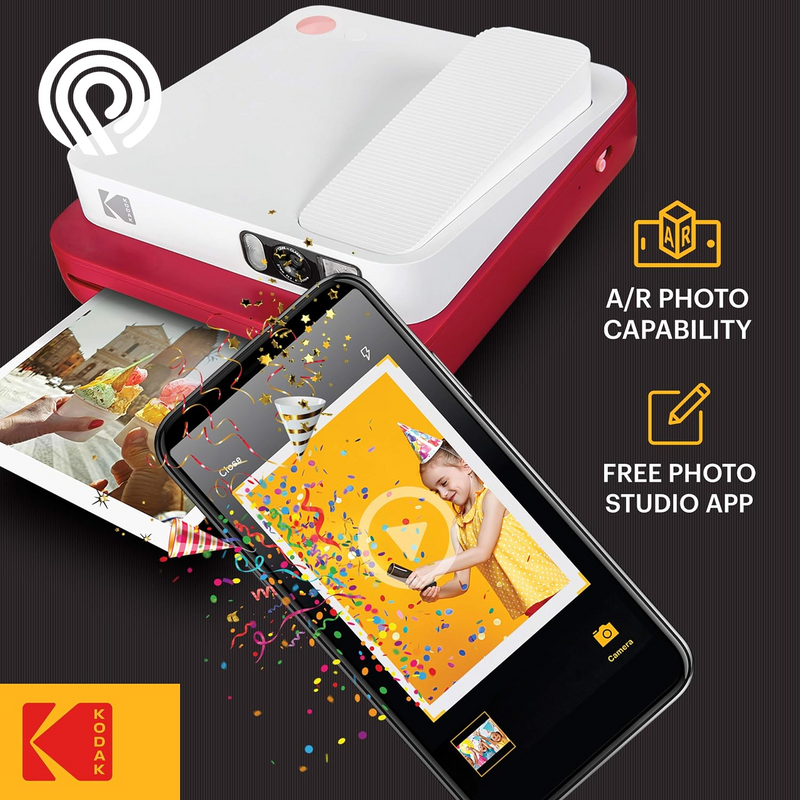 KODAK Smile Classic Digital Instant Camera with Bluetooth (Red) Travel Kit