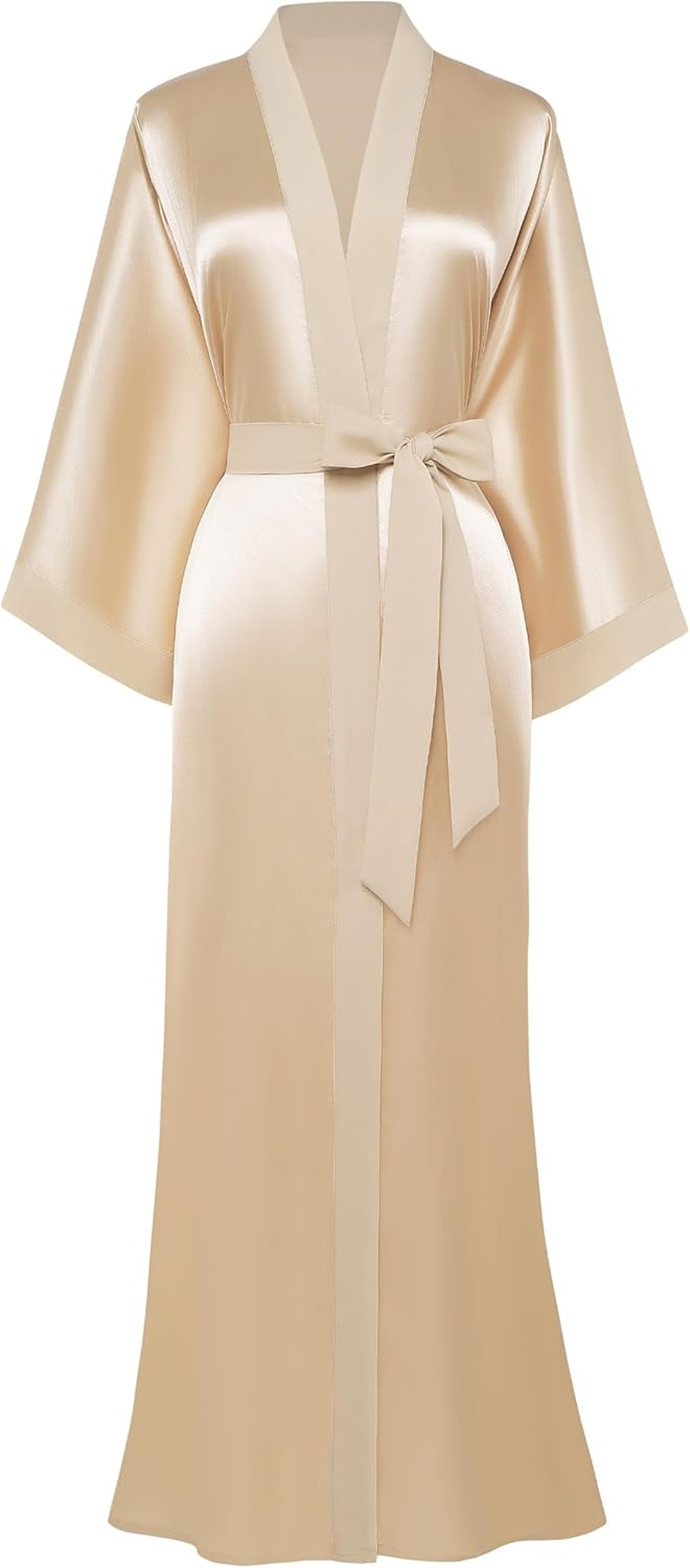 PRODESIGN Satin Kimono Robe Women Long Silky Kimono Bathrobe Sleepwear Wedding Bridesmaid Robe
