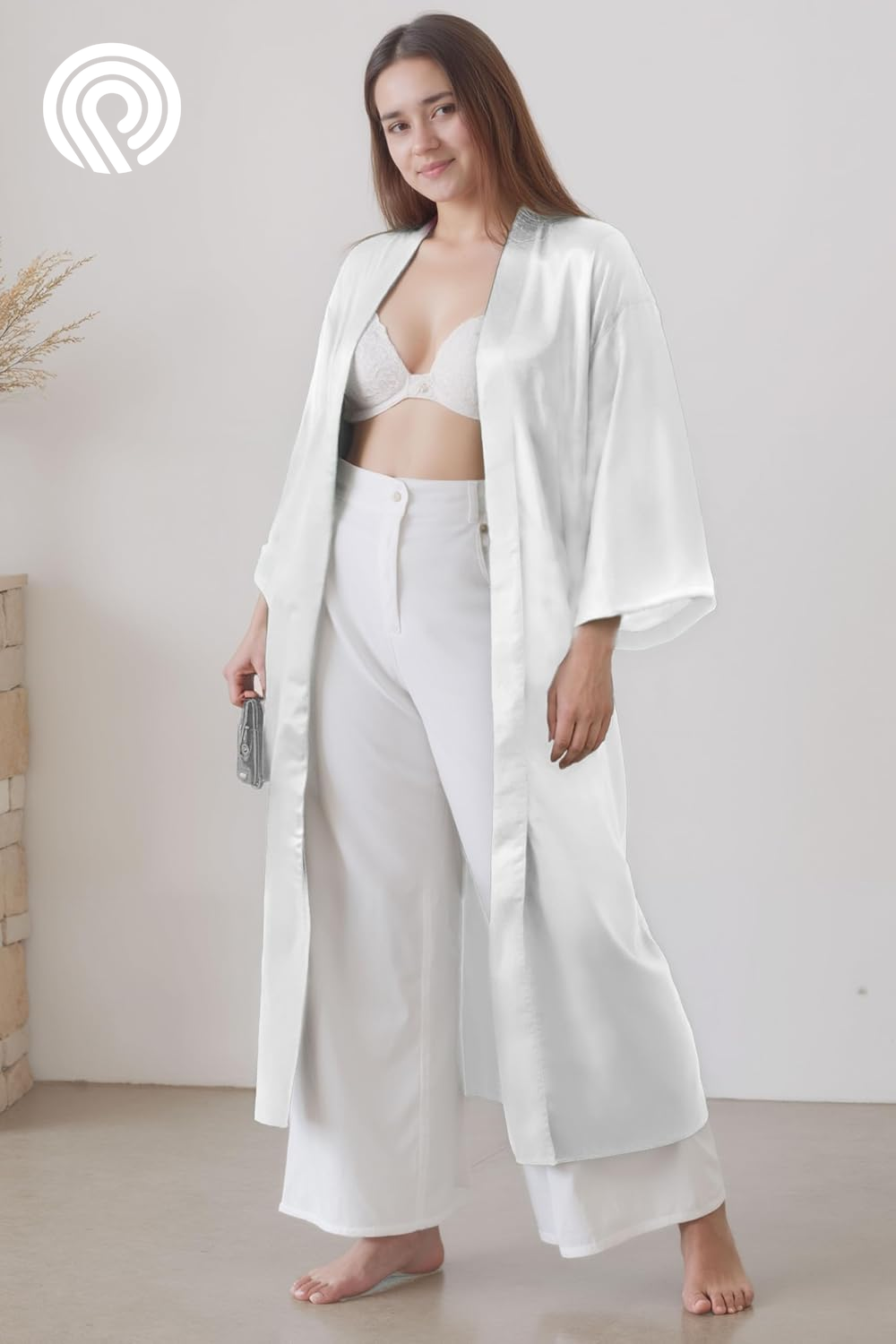 PRODESIGN Satin Kimono Robe Women Long Silky Kimono Bathrobe Sleepwear Wedding Bridesmaid Robe
