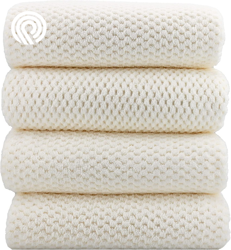 YTYC 29X59 Inch Bath Towels Set of 6 Large, Super Soft Absorbent Lint Free Microfiber Towels for Bathroom 80% Polyester (Beige,6 Piece)