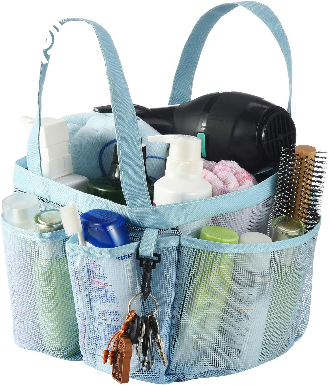 Haundry Mesh Shower Caddy Bag, Portable Shower Caddy Tote Organizer with 8 Pockets for College Dorm Room Essentials, Beach, Swimming, Gym