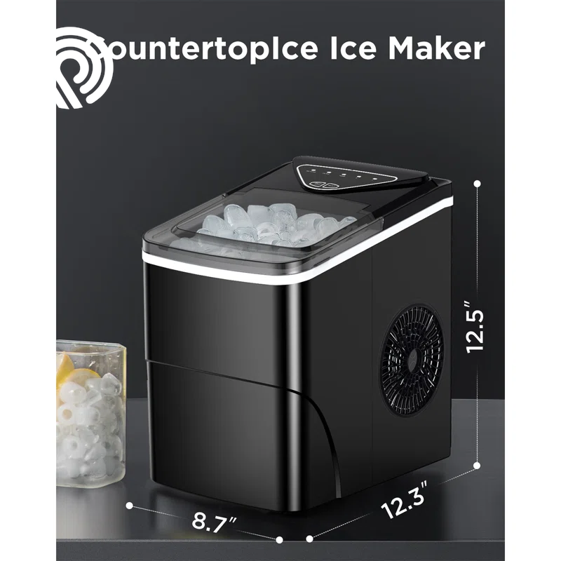 26 Lb.Daily Production Bullet Ice Countertop Ice Maker, Self-Cleaning Ice Makers