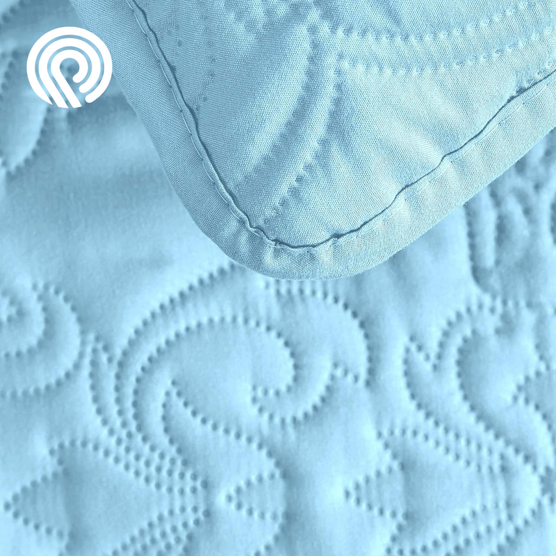 Sophia and William 2 Pieces Quilt Set Twin Size with 1 Quilt and 1 Pillow Sham, Reversible Microfiber Bedding Bedspread Coverlet Set, Cozy, Lightweight and Hypoallergenic, Light Blue