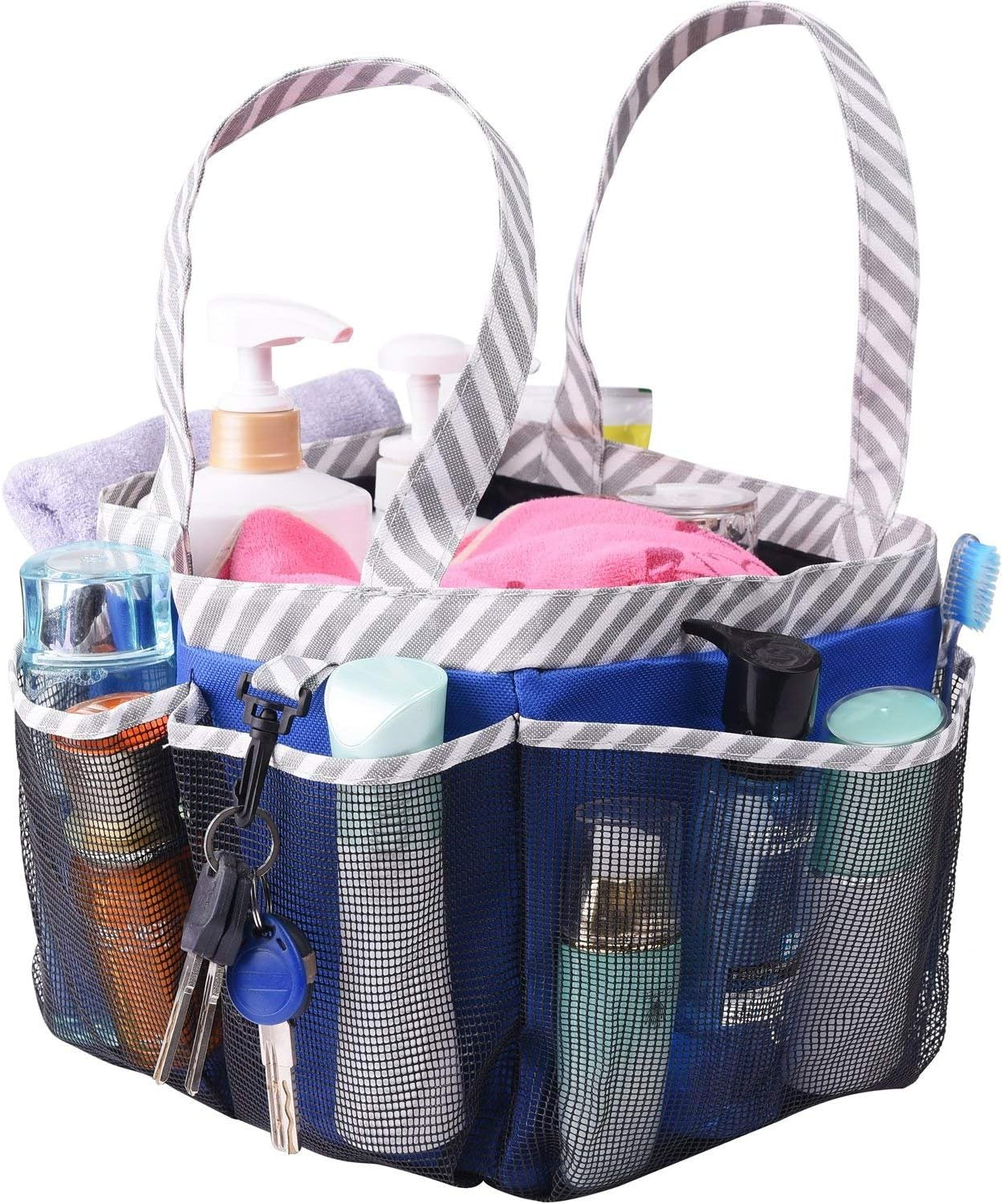 Haundry Mesh Shower Caddy Bag, Portable Shower Caddy Tote Organizer with 8 Pockets for College Dorm Room Essentials, Beach, Swimming, Gym