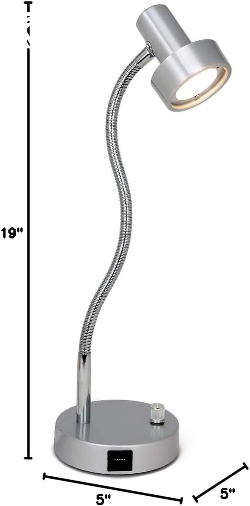 O’Bright Dimmable LED Desk Lamp with USB Charging Port (5V/2A), Full Range Dimming LED, Table Lamp with USB Charger, Flexible Gooseneck, Office Desk Lamp/Bedside Lamp, Vintage Design (Aluminum)