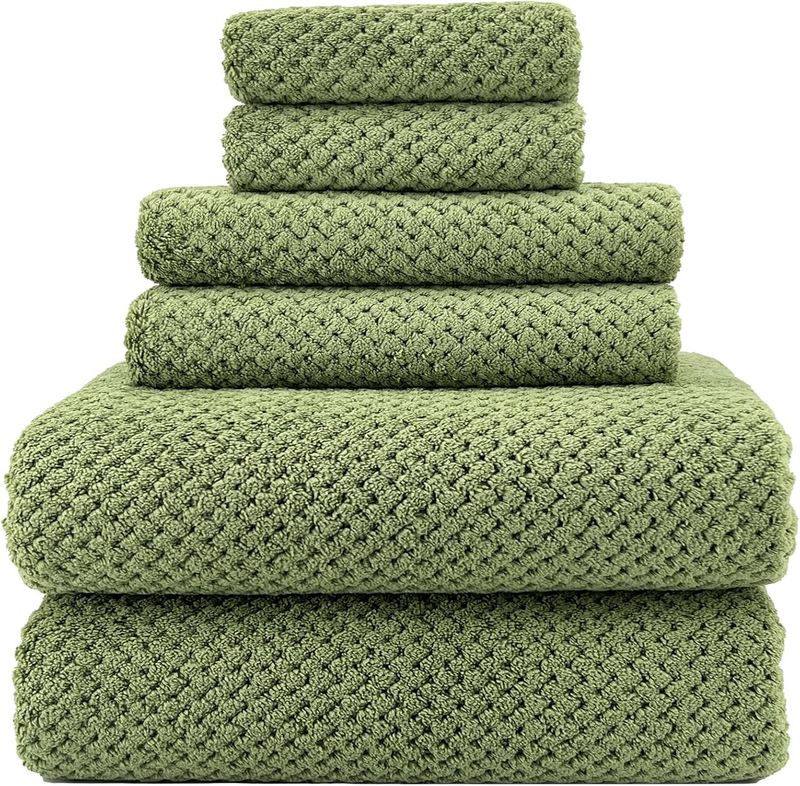 YTYC 29X59 Inch Bath Towels Set of 6 Large, Super Soft Absorbent Lint Free Microfiber Towels for Bathroom 80% Polyester (Beige,6 Piece)